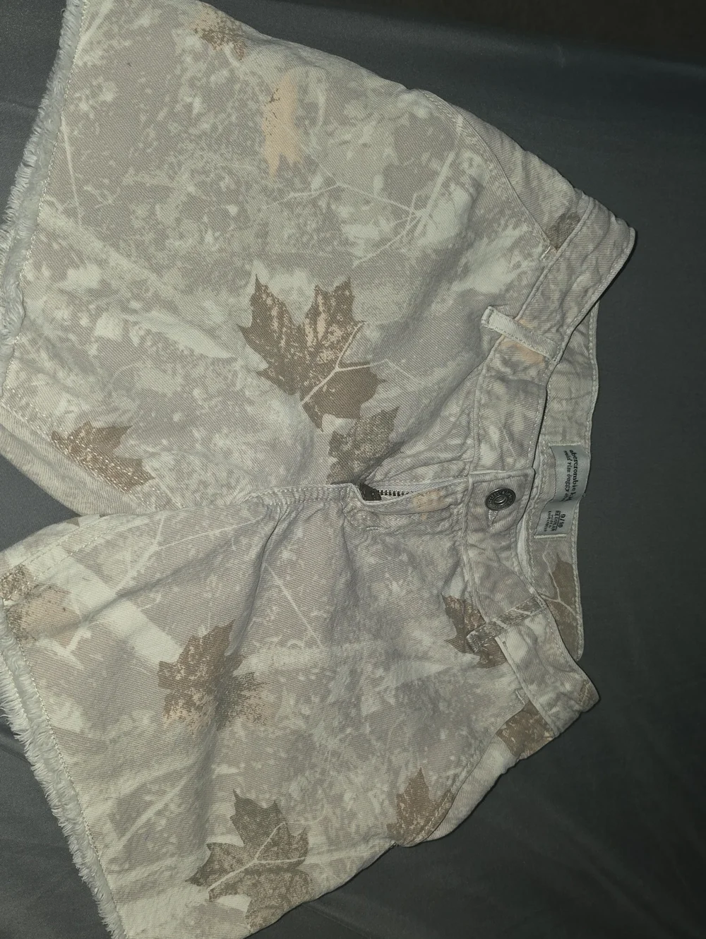 abercrombie kids Beige Leaf-Print Denim Shorts